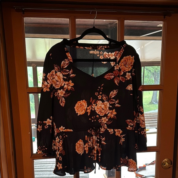 Maurices Tops - Maurices Black Peplum Tie Front Blouse